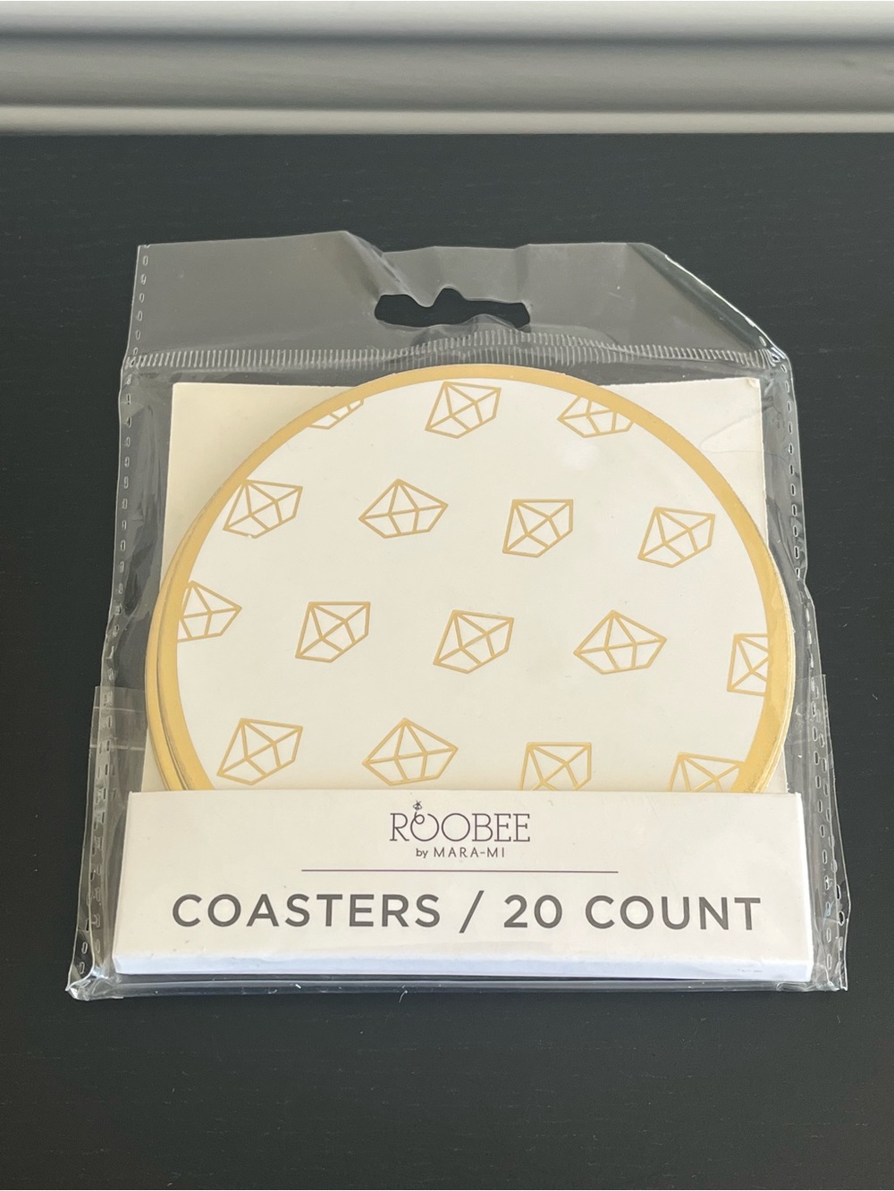 Roobee Mara Mi Coasters Diamond Gold Foil 20 Ct Wedding Shower Engagement